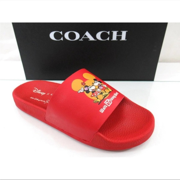 Coach Disney Parks Sports Leather Logo Slide Sandals - Picture 3 of 11